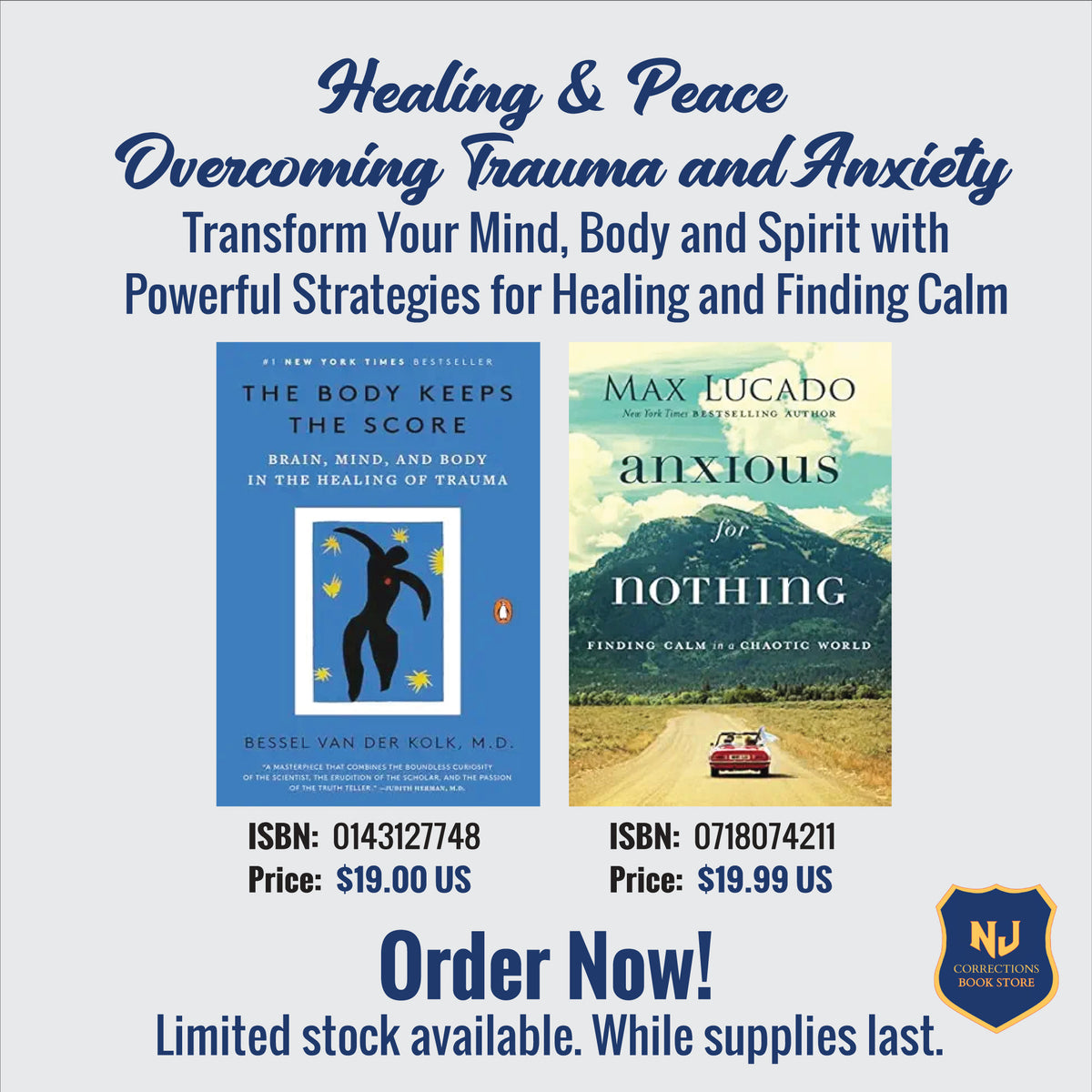 Healing & Peace: Overcoming Trauma and Anxiety Bundle – The Body Keeps the Score by Bessel van der Kolk & Anxious for Nothing by Max Lucado