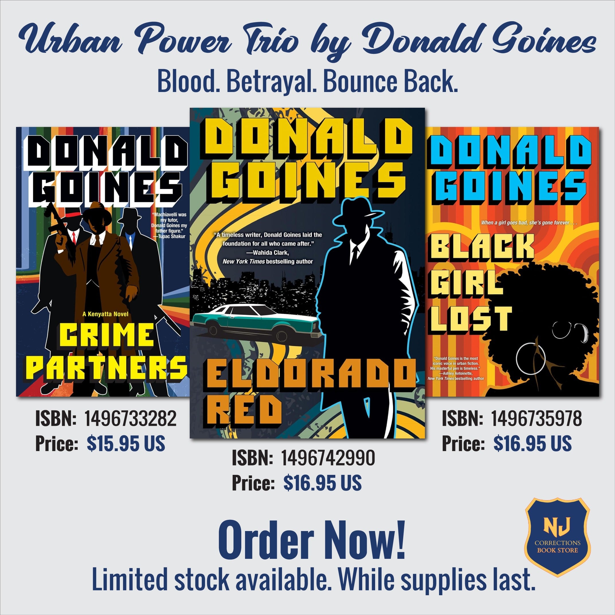 Urban Power Trio by Donald Goines – Crime Partners, Eldorado Red & Black Girl Lost Bundle