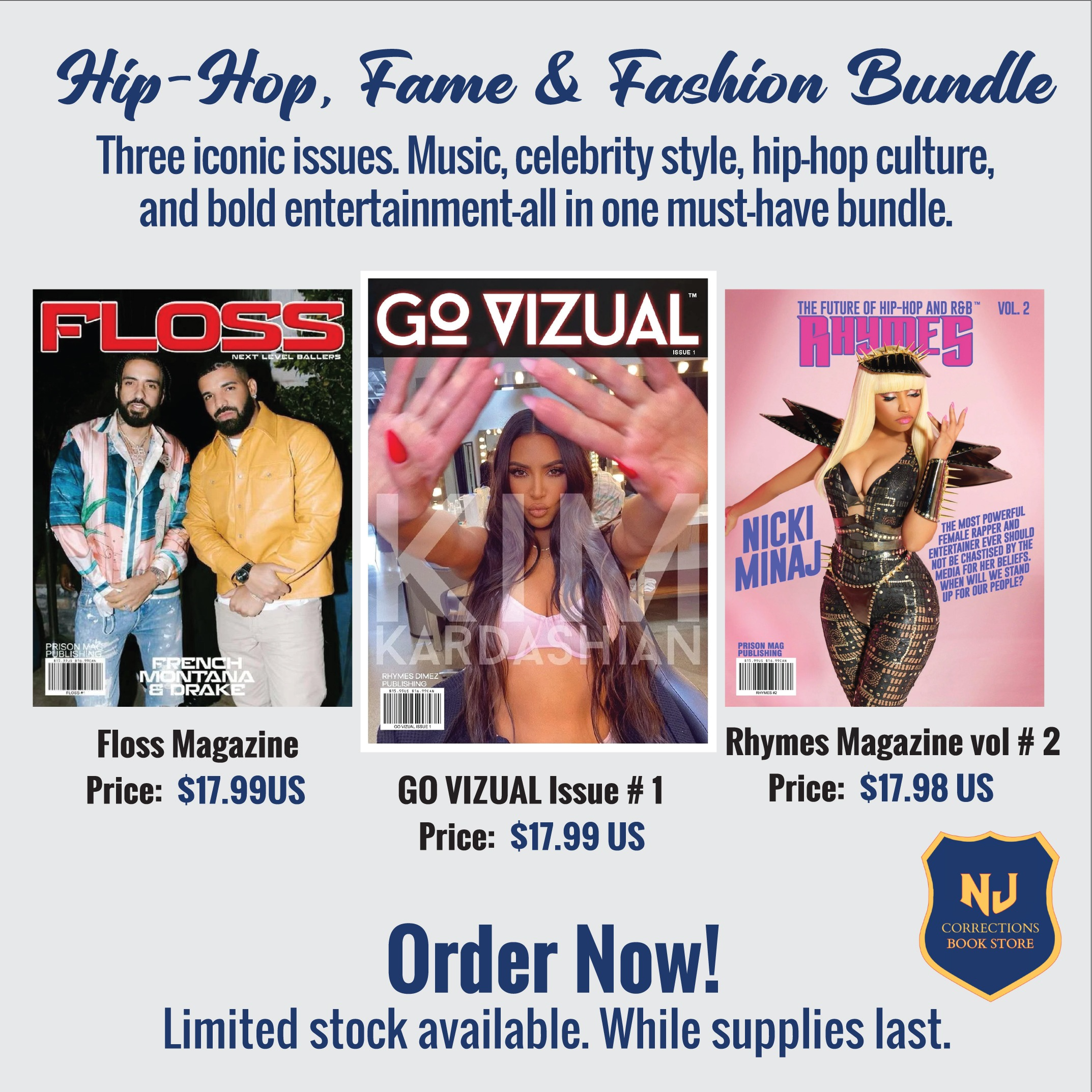 Hip-Hop, Fame & Fashion Bundle – Floss Magazine, Go Vizual Issue 1 & Rhymes Magazine Vol 2