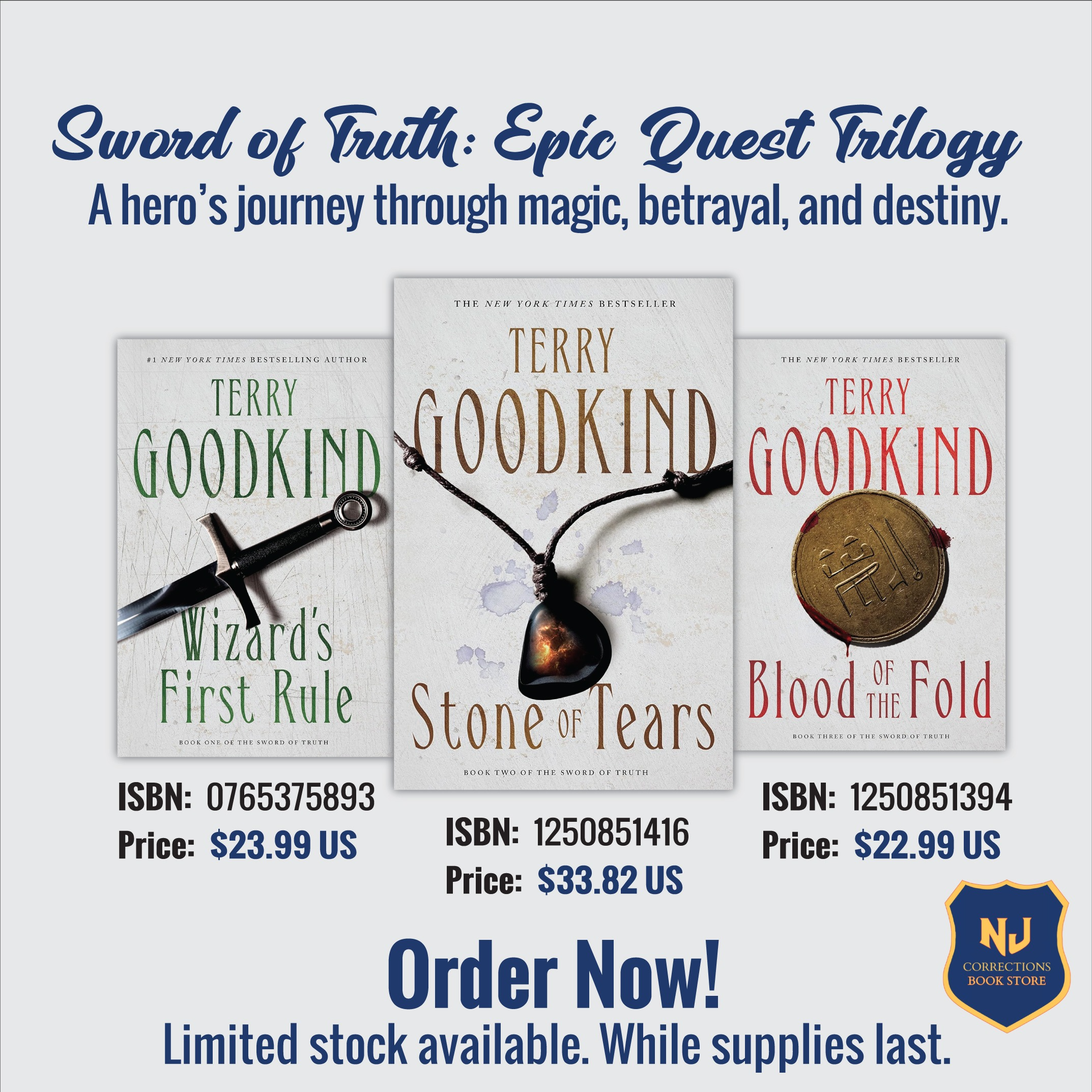 Sword of Truth Epic Quest Trilogy Bundle – Wizard's First Rule, Stone of Tears & Blood of the Fold by Terry Goodkind