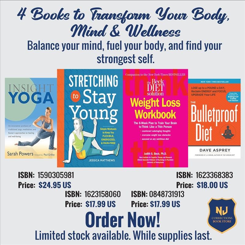 4 Books to Transform Your Body, Mind & Wellness Bundle – Insight Yoga, Stretching to Stay Young, Beck Diet Workbook & Bulletproof Diet
