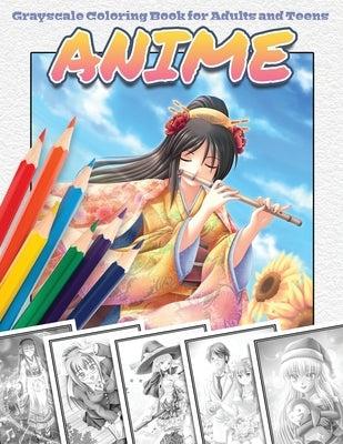 Anime Grayscale Coloring Book for Adults and Teens Paperback Draconis Publishing