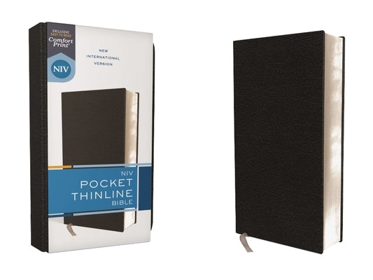 Niv, Pocket Thinline Bible, Bonded Leather, Black, Red Letter, Comfort Print Zondervan