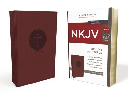 NKJV, Deluxe Gift Bible, Imitation Leather, Burgundy, Red Letter Edition Bible Thomas Nelson