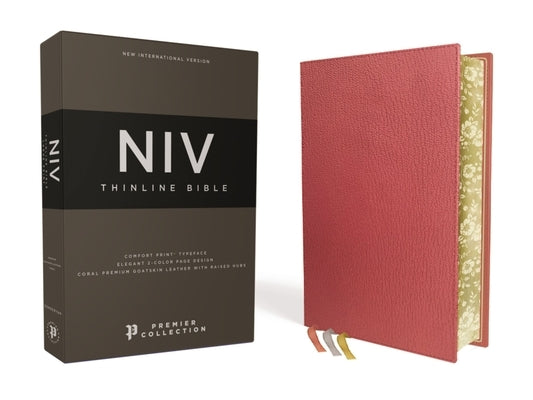 Niv, Thinline Bible, Premium Goatskin Leather, Coral, Premier Collection, Black Letter, Gauffered Edges, Comfort Print Bible Zondervan