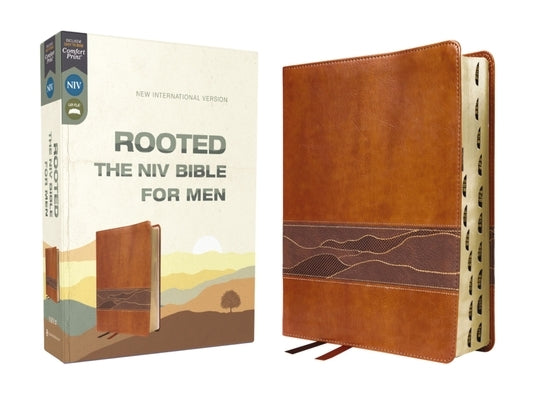 Rooted: The NIV Bible for Men, Leathersoft, Brown, Thumb Indexed, Comfort Print Bible Zondervan