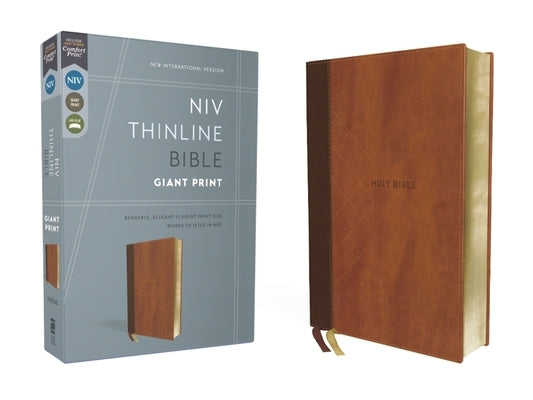 Niv, Thinline Bible, Giant Print, Leathersoft, Brown, Red Letter, Comfort Print Bible Zondervan