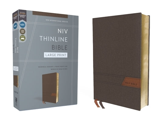 Niv, Thinline Bible, Large Print, Cloth Flexcover, Gray, Red Letter, Comfort Print Bible Zondervan