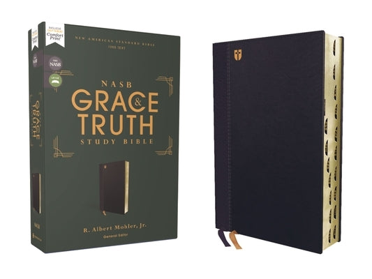 Nasb, the Grace and Truth Study Bible (Trustworthy and Practical Insights), Leathersoft, Navy, Red Letter, 1995 Text, Thumb Indexed, Comfort Print Bible Zondervan