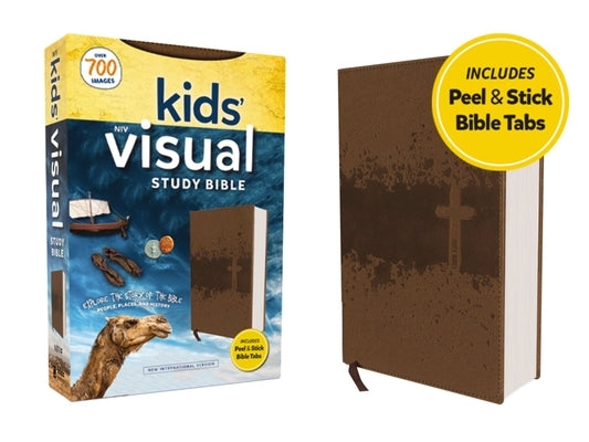 Niv, Kids' Visual Study Bible, Leathersoft, Bronze, Full Color Interior, Peel/Stick Bible Tabs: Explore the Story of the Bible---People, Places, and H Bible Zonderkidz