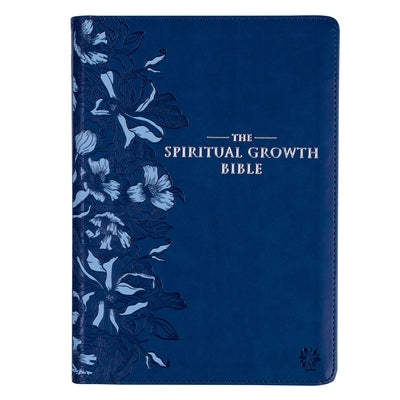The Spiritual Growth Bible, Study Bible, NLT - New Living Translation Holy Bible, Faux Leather, Navy Bible Christian Art Gifts