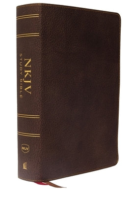 NKJV Study Bible, Premium Calfskin Leather, Brown, Full-Color, Red Letter Edition, Comfort Print: The Complete Resource for Studying God's Word Bible Thomas Nelson