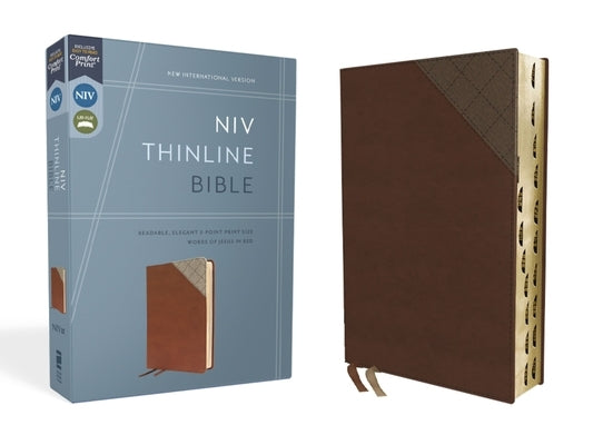 Niv, Thinline Bible, Leathersoft, Brown, Red Letter, Thumb Indexed, Comfort Print Bible Zondervan