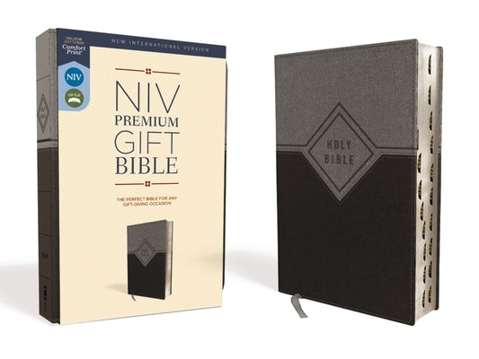 Niv, Premium Gift Bible, Leathersoft, Black/Gray, Red Letter Edition, Indexed, Comfort Print Bible Zondervan