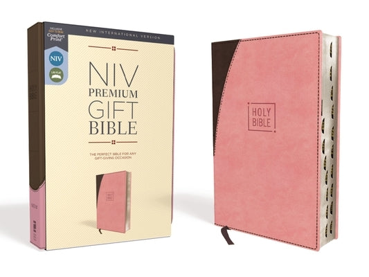 Niv, Premium Gift Bible, Leathersoft, Pink/Brown, Red Letter Edition, Indexed, Comfort Print Bible Zondervan