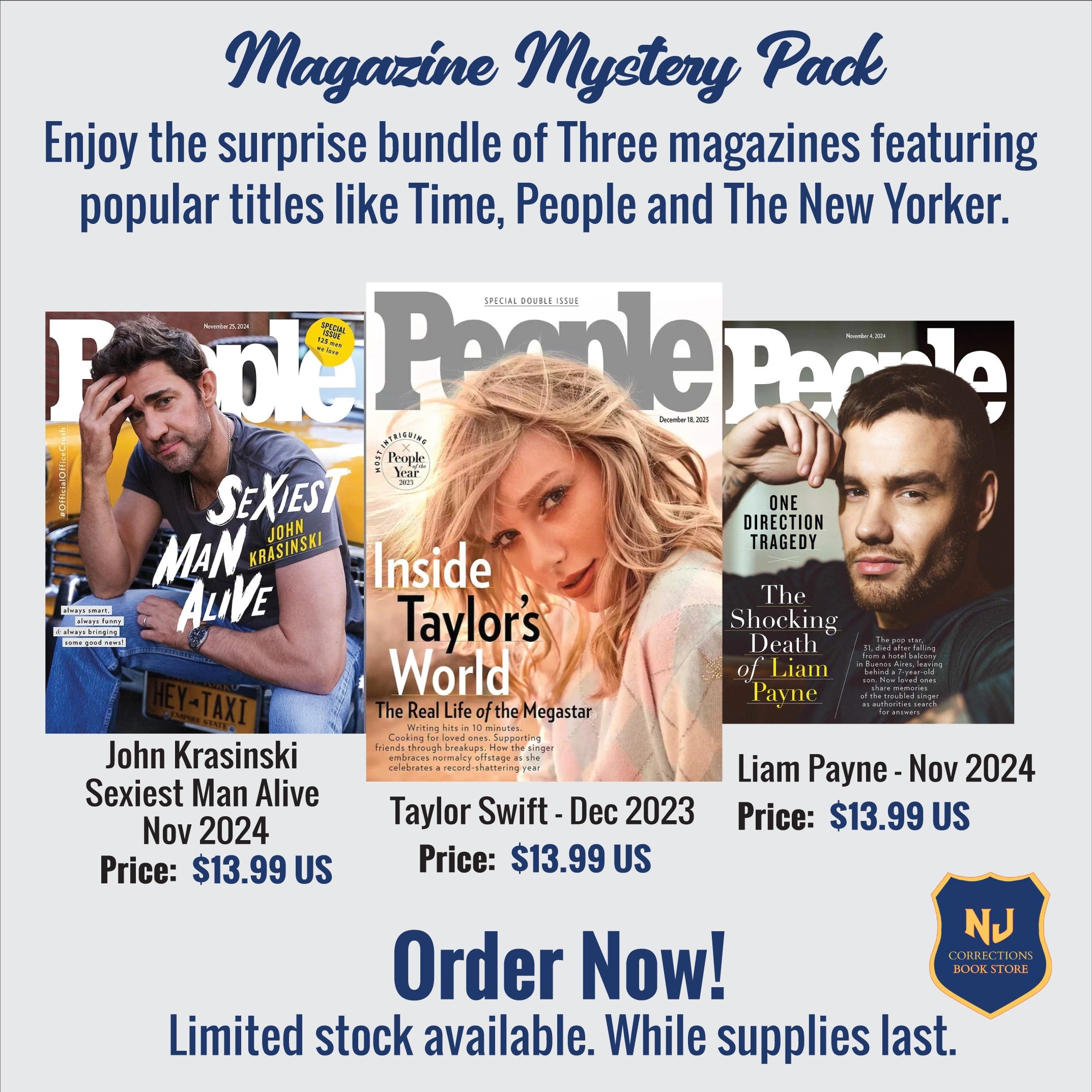 Magazine Mystery Pack – People: John Krasinski Sexiest Man Alive, Taylor Swift & Liam Payne Bundle