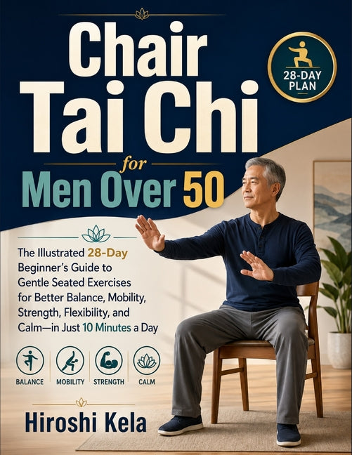 Chair Tai Chi for Men Over 50: The Illustrated 28-Day Beginner's Guide to Gentle Seated Exercises for Better Balance, Mobility, Strength, Flexibility, by Kela, Hiroshi