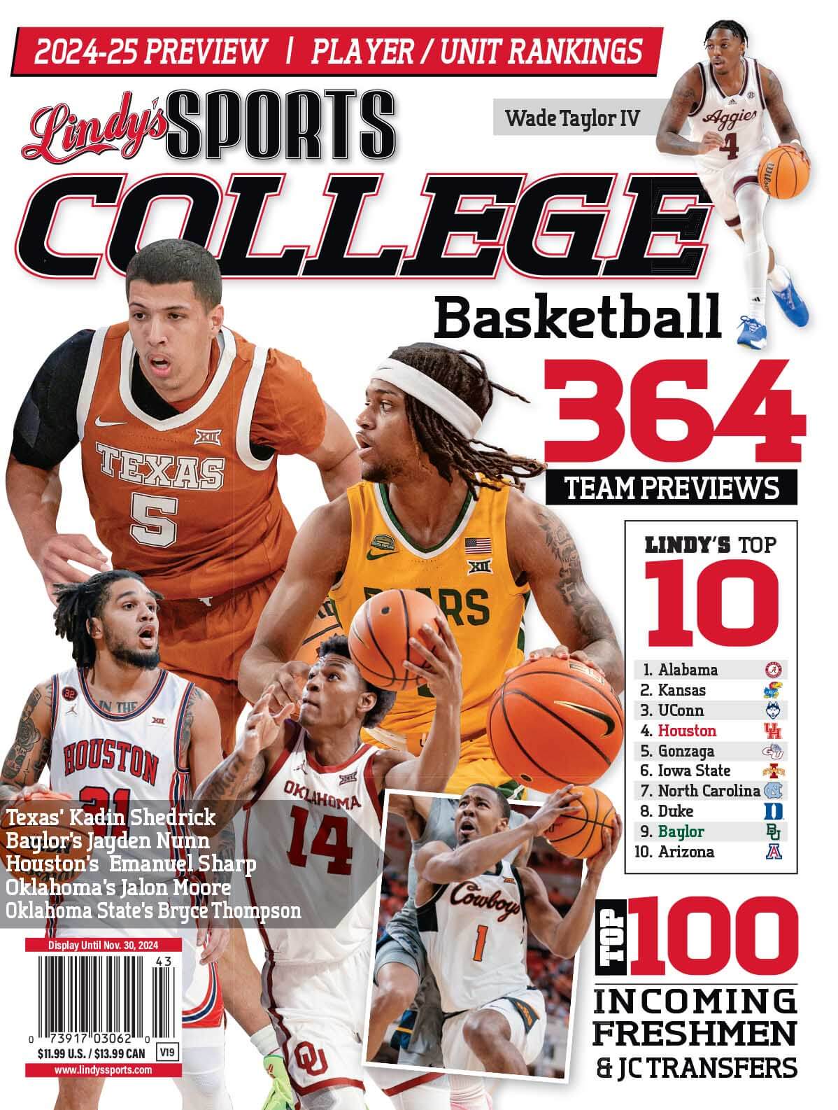 Lindy's Sports College 2024-25 Basketball Magazine Sports Magazines  TEX /BAY /OKL /OKS