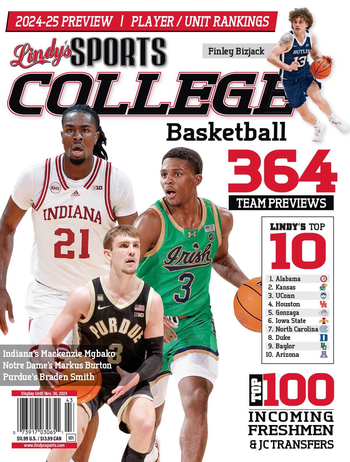 Lindy's Sports College 2024-25 Basketball Magazine Sports Magazines  ND /IND /BUT /PUR