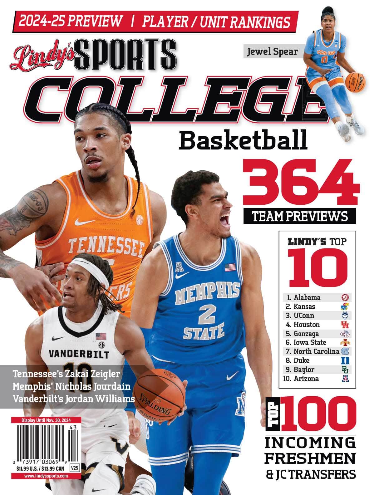 Lindy's Sports College 2024-25 Basketball Magazine Sports Magazines  TENN /MEM /VANDY