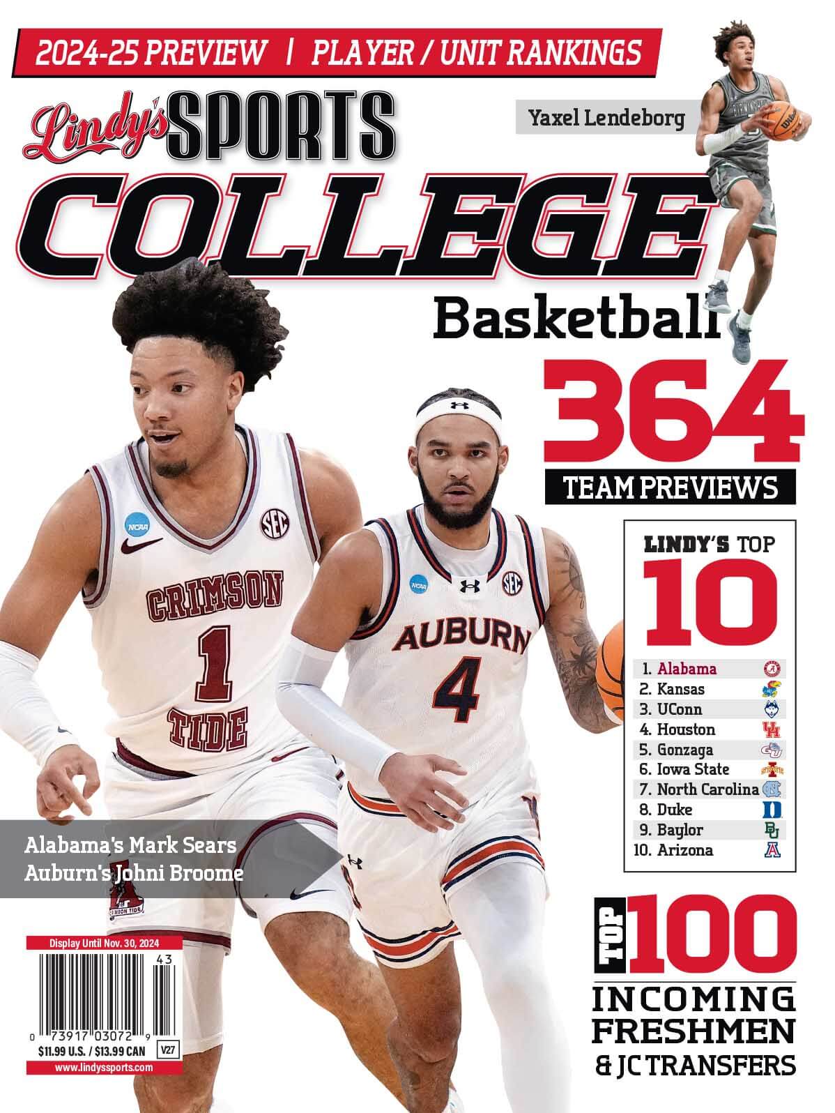Lindy's Sports College 2024-25 Basketball Magazine Sports Magazines - NJ Corrections Bookstore Alabama /Auburn /UAB