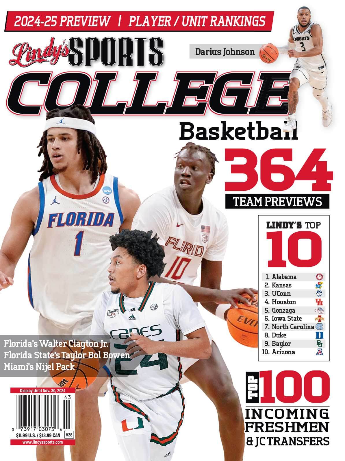 Lindy's Sports College 2024-25 Basketball Magazine Sports Magazines  FL /MIA /FSU /UCF