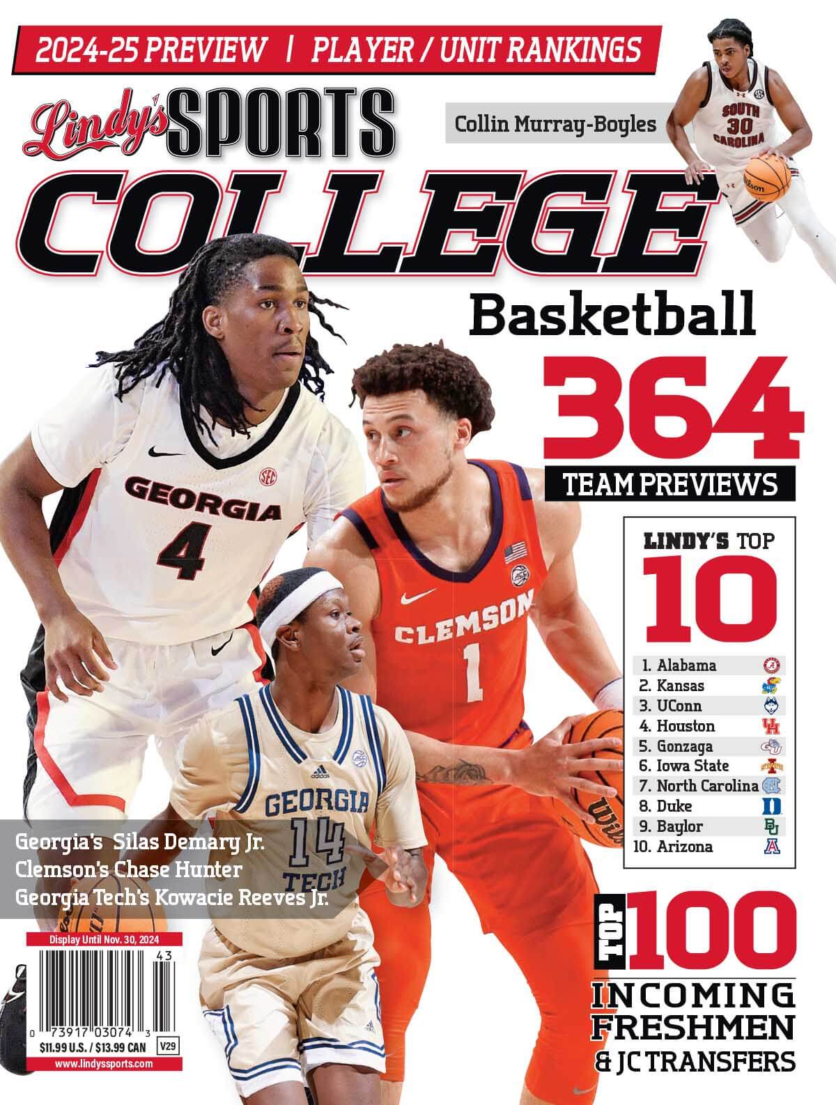 Lindy's Sports College 2024-25 Basketball Magazine Sports Magazines  GA /GT /CLE /SC