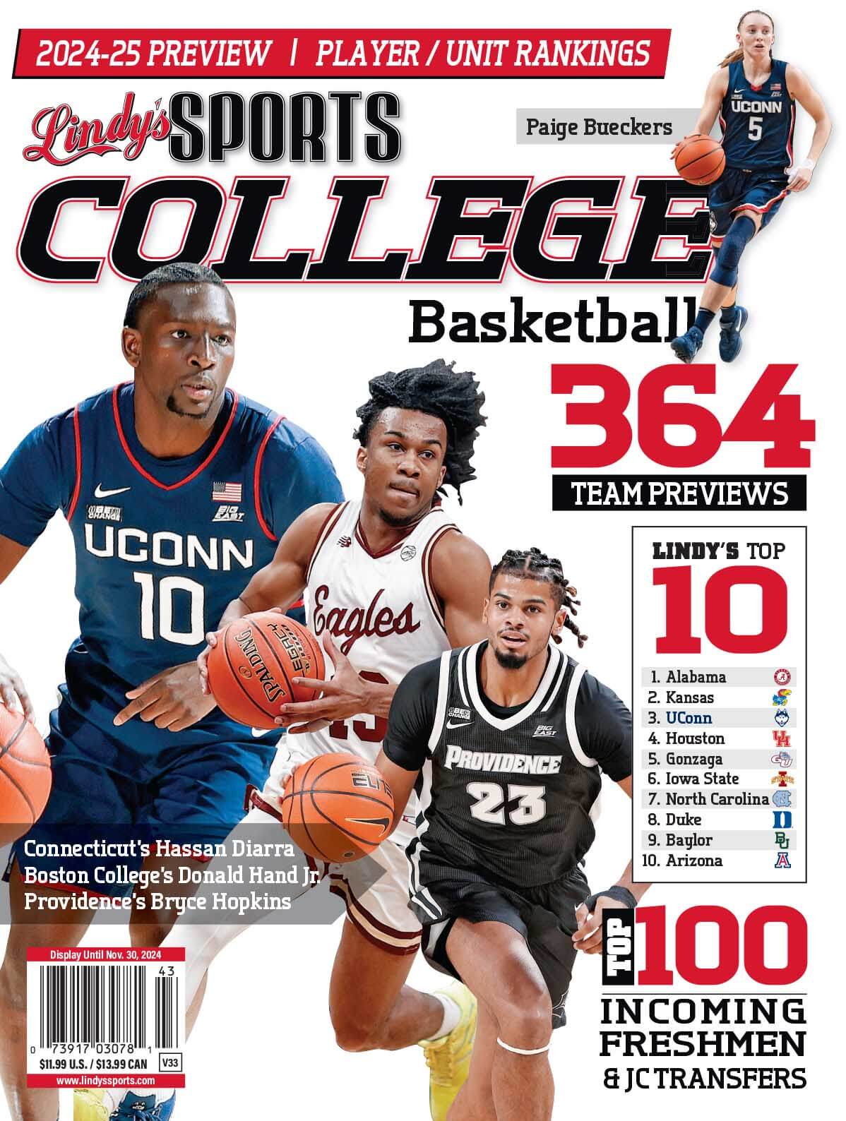 Lindy's Sports College 2024-25 Basketball Magazine Sports Magazines  UCON /BC /HARVARD