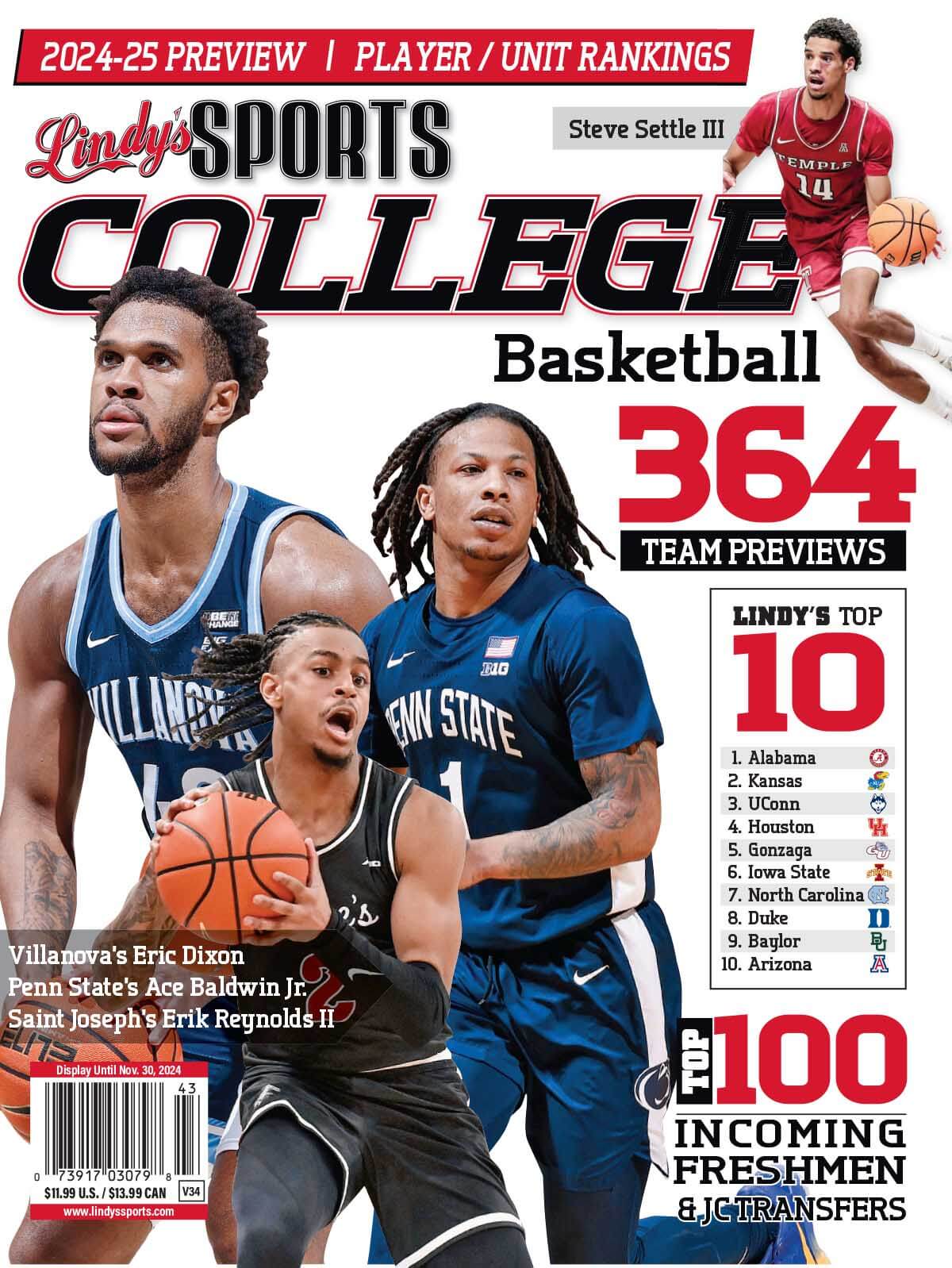 Lindy's Sports College 2024-25 Basketball Magazine Sports Magazines  TEM /VIL /ST.JOSEPH