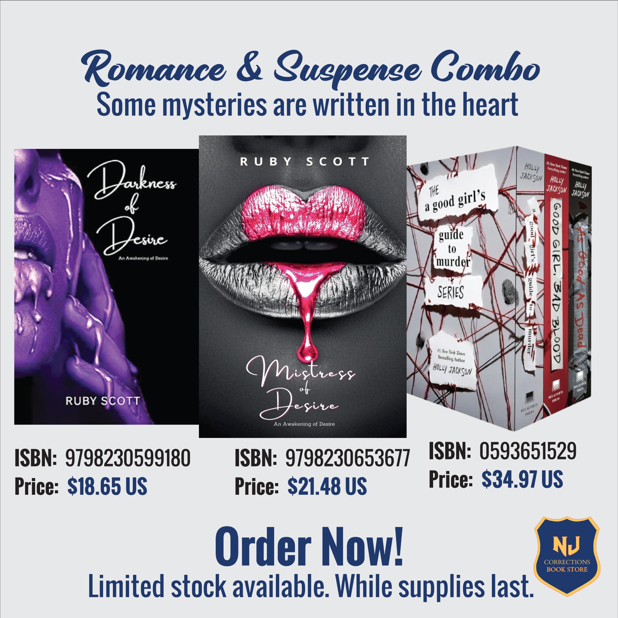 Romance & Suspense Combo Bundle – Darkness of Desire, Mistress of Desire by Ruby Scott & A Good Girl's Guide to Murder Series by Holly Jackson