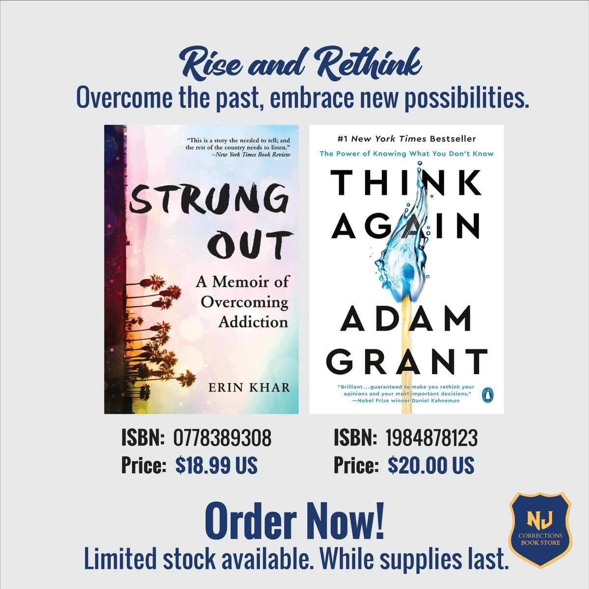 Rise and Rethink Bundle – Strung Out: A Memoir of Overcoming Addiction by Erin Khar & Think Again by Adam Grant