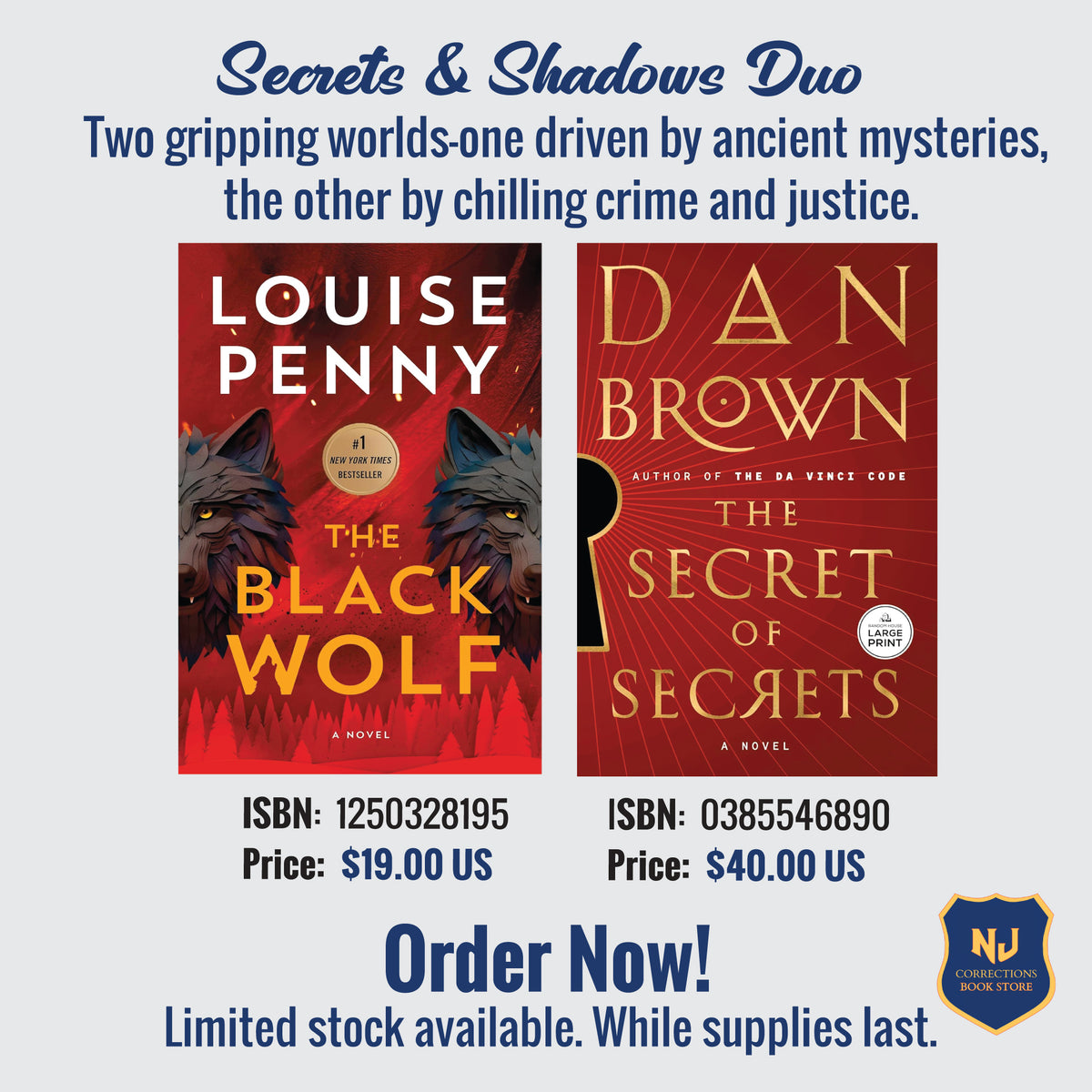 Secrets & Shadows Duo Bundle – The Black Wolf by Louise Penny & The Secret of Secrets by Dan Brown