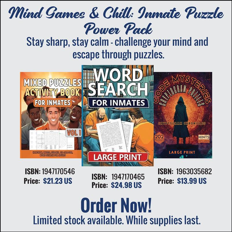 Mind Games & Chill: Inmate Puzzle Power Pack – Mixed Puzzles Activity Book, Word Search & Code Mysteries Cryptogram Bundle