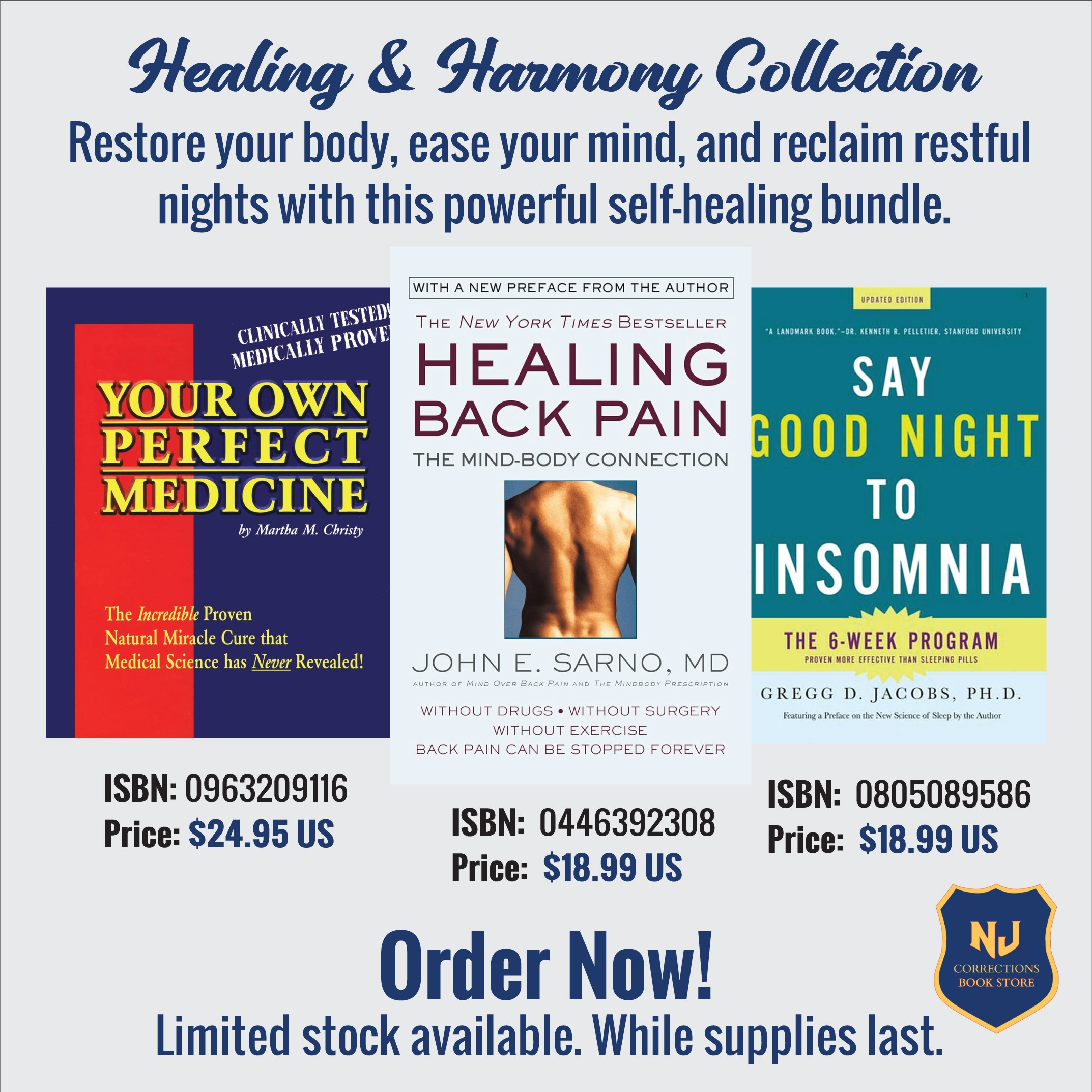Healing & Harmony Collection Bundle – Your Own Perfect Medicine, Healing Back Pain & Say Good Night to Insomnia