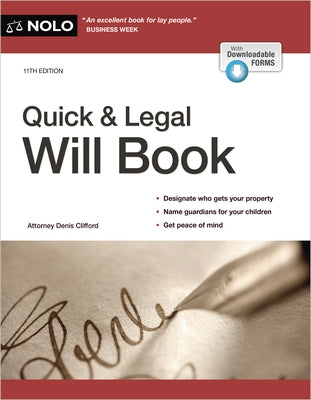 Quick & Legal Will Book by Clifford, Denis