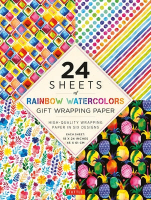 Rainbow Watercolors Gift Wrapping Paper - 24 Sheets: 18 X 24 (45 X 61 CM) Wrapping Paper Paperback Tuttle Publishing
