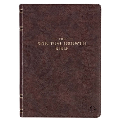 The Spiritual Growth Bible, Study Bible, NLT - New Living Translation Holy Bible, Faux Leather, Walnut Brown Bible Christian Art Gifts