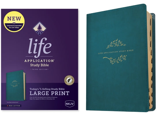 NKJV Life Application Study Bible, Third Edition, Large Print (Leatherlike, Teal Blue, Indexed, Red Letter) Bible Tyndale House Publishers