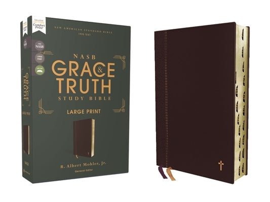 Nasb, the Grace and Truth Study Bible (Trustworthy and Practical Insights), Large Print, Leathersoft, Maroon, Red Letter, 1995 Text, Thumb Indexed, Co Bible Zondervan