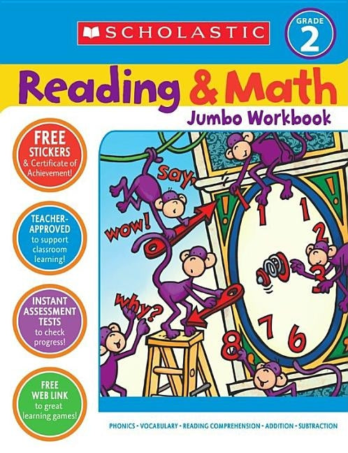 Reading & Math Jumbo Workbook: Grade 2 Paperback Teaching Resources