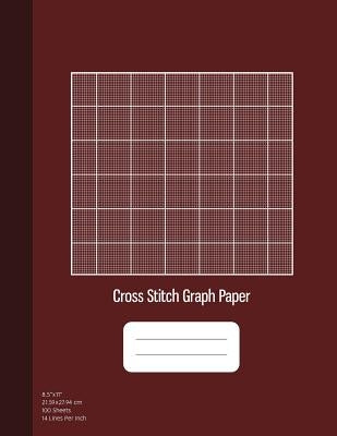 Cross Stitch Graph Paper: 14 Lines Per Inch, Graph Paper for Embroidery and Needlework, 8.5''x11'', 100 Sheets, Burgundy Cover Paperback Independently Published