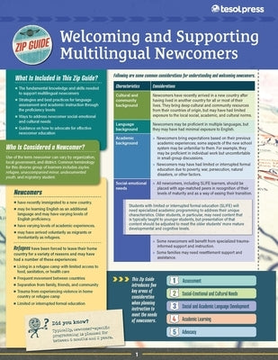 Tesol Zip Guide: Welcoming and Supporting Multilingual Newcomers (Pack of 10) Paperback Tesol Press