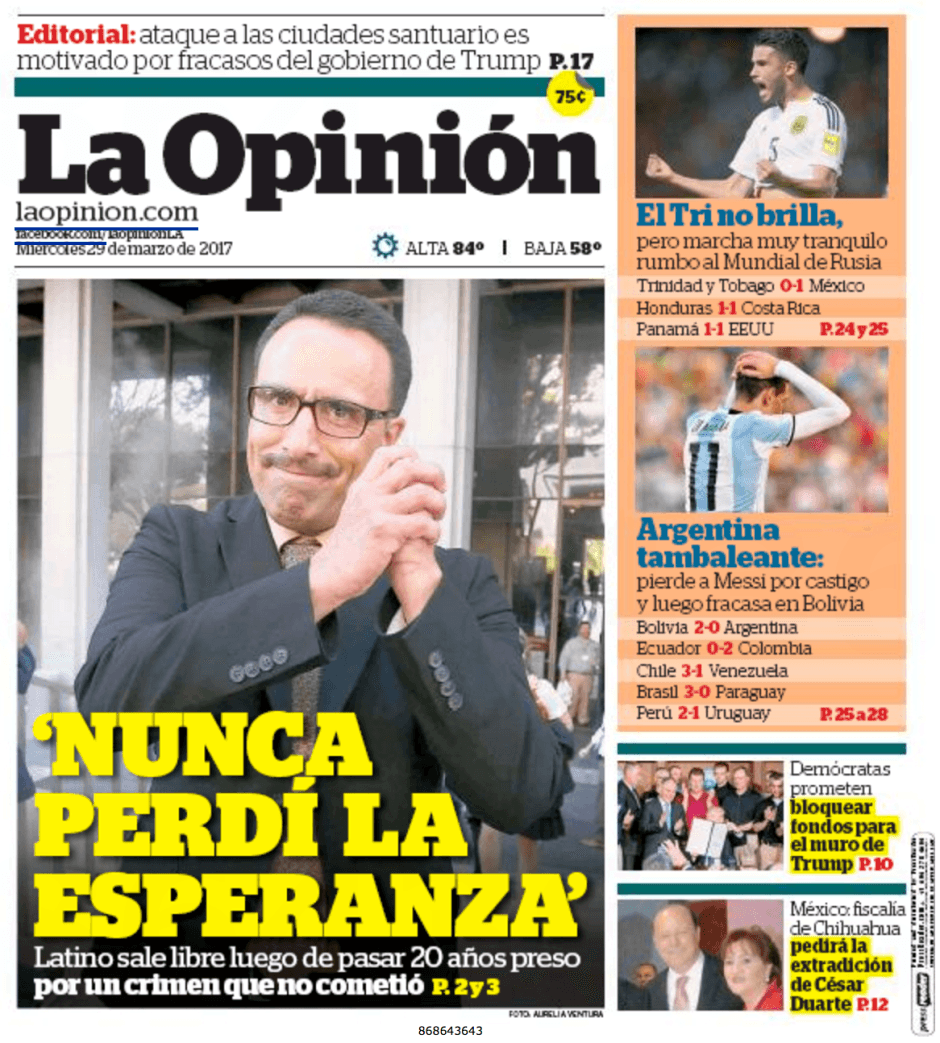 La Opinion Sunday Only Delivery For 3 Months - SureShot Books Publishing LLC